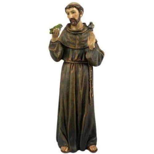 Statua San Francesco d’Assisi in pasta di legno cm15