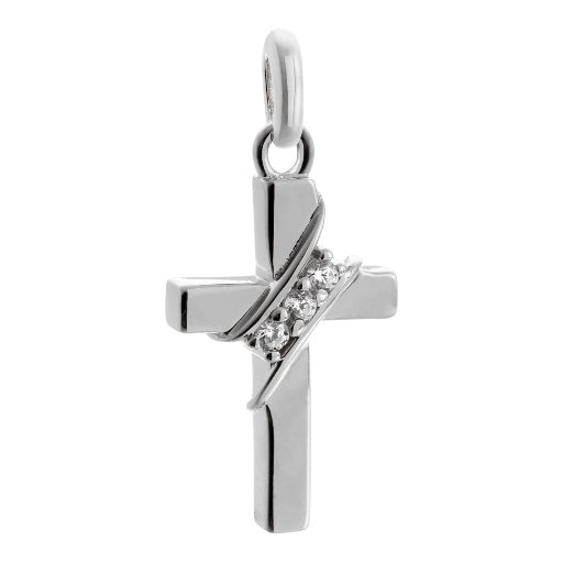 Pendente con catenina croce in Argento 925 e Strass